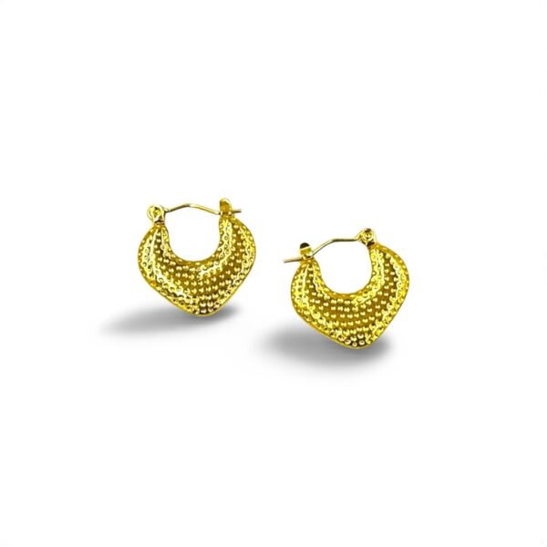Boho Textured Heart-Shaped Gold Hoop Earrings | Anti-Tarnish Stainless Steel Lightweight Hoops
