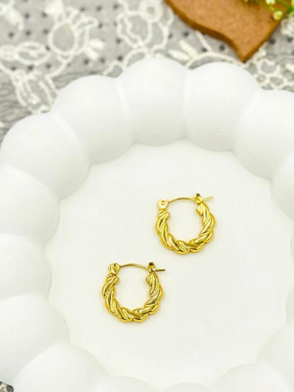 Braided Hoop Gold Earrings | Stainless Steel Anti-Tarnish Hoops