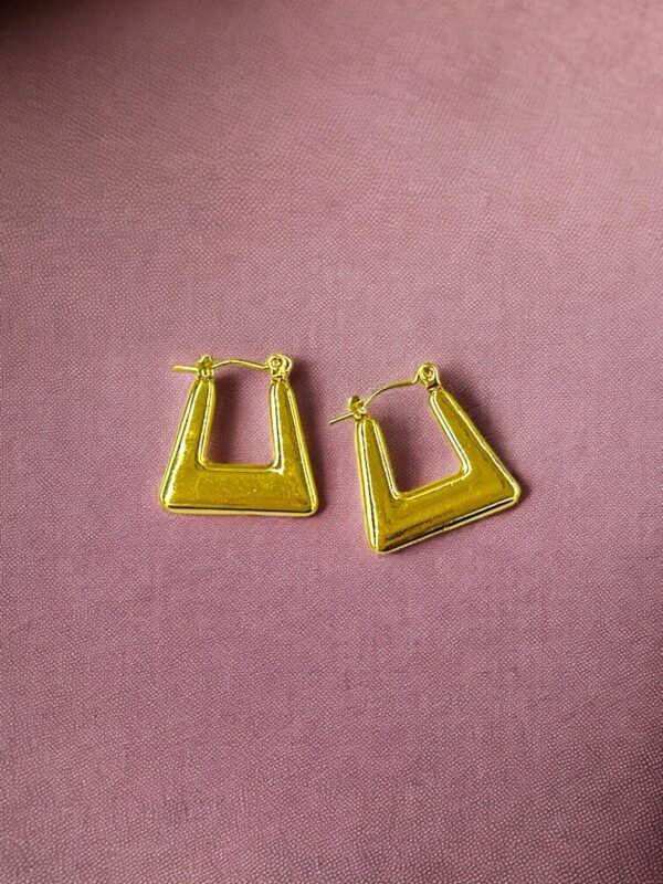 Golden Luxe Geometric Square Hoop Earrings | Stainless Steel Anti-Tarnish Gold Finish
