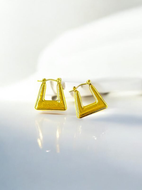 Golden Luxe Geometric Square Hoop Earrings | Stainless Steel Anti-Tarnish Gold Finish