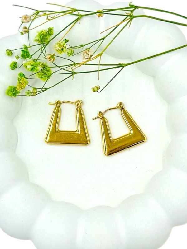 Golden Luxe Geometric Square Hoop Earrings | Stainless Steel Anti-Tarnish Gold Finish
