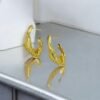 Golden Luxe Anti-Tarnish Half Hoop Earrings - Stainless Steel