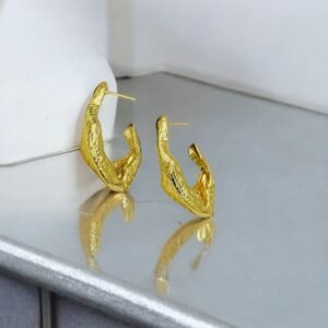 Golden Luxe Anti-Tarnish Half Hoop Earrings - Stainless Steel