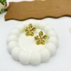 Textured Elegant Floral Gold Stud Earrings | Modern Anti-Tarnish Stainless Steel Jewelry