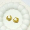 Boho Textured Heart-Shaped Gold Hoop Earrings | Anti-Tarnish Stainless Steel Lightweight Hoops
