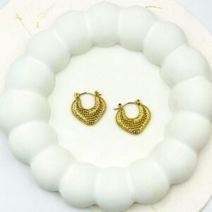 Boho Textured Heart-Shaped Gold Hoop Earrings | Anti-Tarnish Stainless Steel Lightweight Hoops