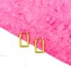 Designer Rectangle Textured Gold Hoop Earrings | Anti-Tarnish Stainless Steel