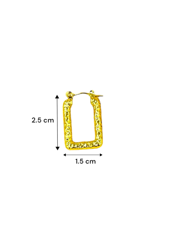Designer Rectangle Textured Gold Hoop Earrings | Anti-Tarnish Stainless Steel