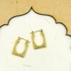 Elegant Square Textured Gold Hoop Earrings | Modern Anti-Tarnish Stainless Steel