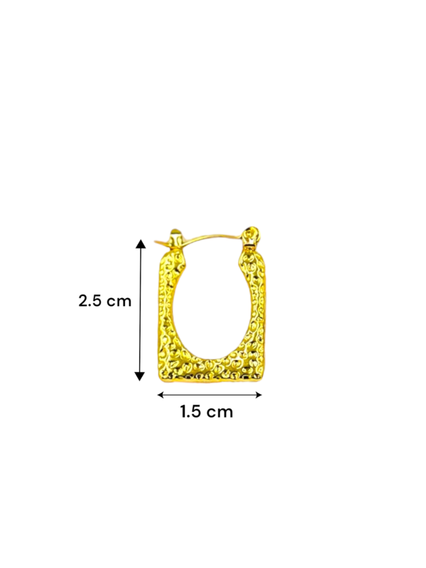 Elegant Square Textured Gold Hoop Earrings | Modern Anti-Tarnish Stainless Steel