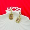 Regal Pink Zircon Stone Drop Earrings – 14K Gold-Tone Polish Glam Premium Statement