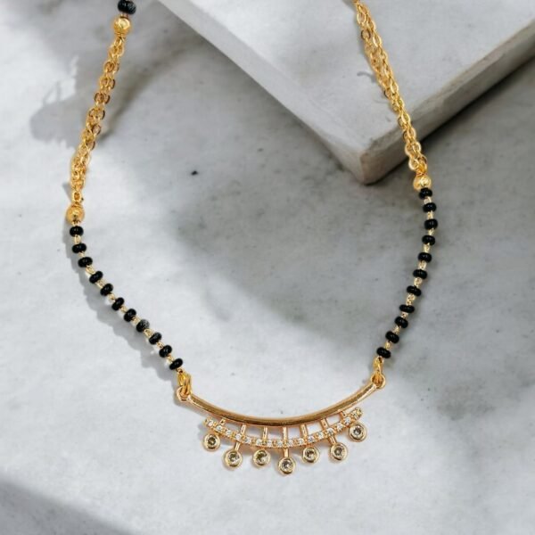 Sparkle Elegance Rose Gold Mangalsutra – Stainless Steel with Zircon Stones (18 Inches)