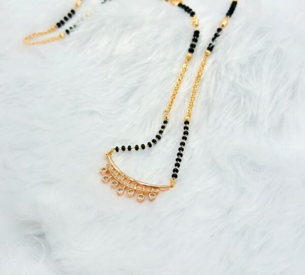 Sparkle Elegance Rose Gold Mangalsutra – Stainless Steel with Zircon Stones (18 Inches)