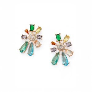 Star-shaped stud earrings adorned with multi-colour diamonds – a dazzling, hypoallergenic choice for your next evening out