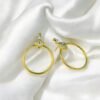 Elegant golden hoop danglers crafted from stainless steel, featuring a sparkling diamond