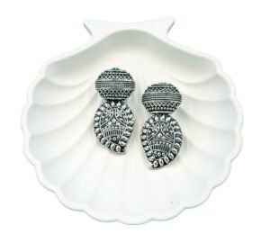 Stylish Oxidised Earrings with traditional kalash print detailing