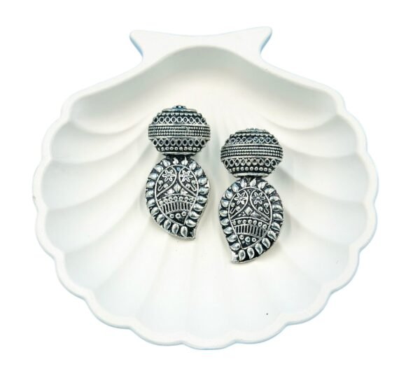 Stylish Oxidised Earrings with traditional kalash print detailing
