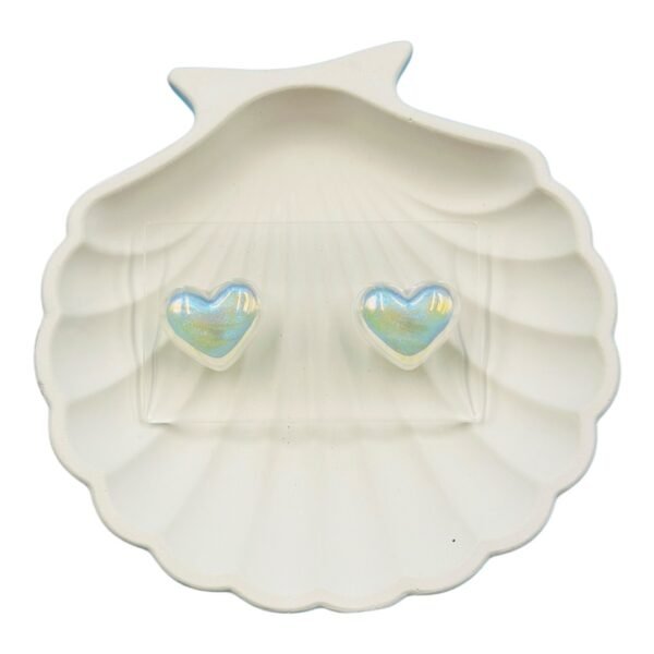 Elegant Enamel Pearl Puffy Blue Stud Earrings (Heart/Rectangle/Round)