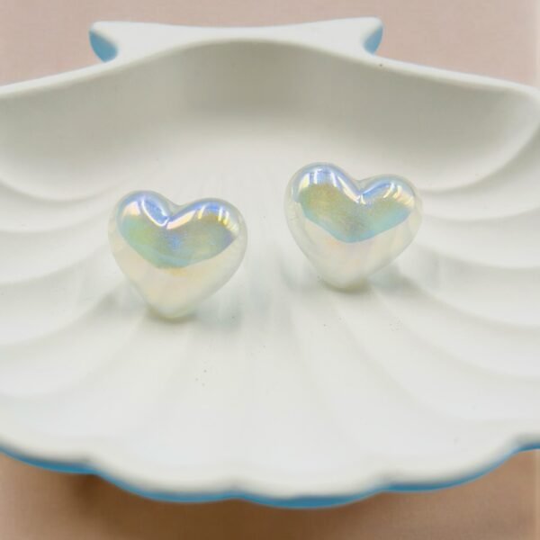 Elegant Enamel Pearl Puffy Blue Stud Earrings (Heart/Rectangle/Round)