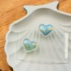 Elegant Enamel Pearl Puffy Blue Stud Earrings (Heart/Rectangle/Round)