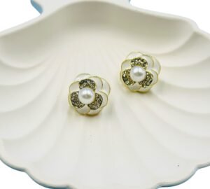 Elegant Korean-style rose earrings designed to add a soft, romantic touch to any outfit