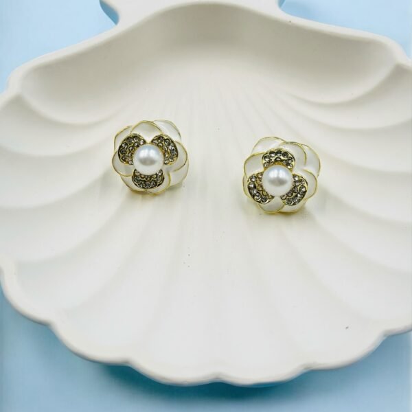 Elegant Korean-style rose earrings designed to add a soft, romantic touch to any outfit