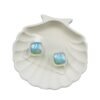 Elegant Enamel Pearl Puffy Blue Stud Earrings (Heart/Rectangle/Round)