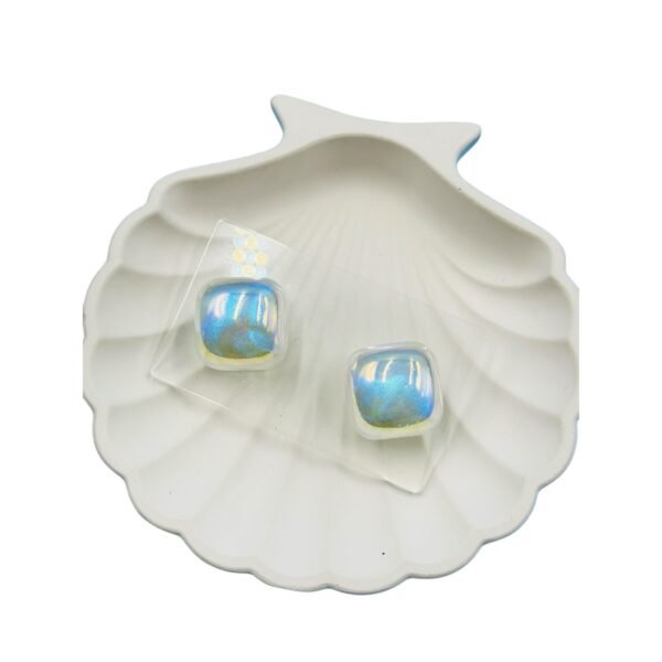 Elegant Enamel Pearl Puffy Blue Stud Earrings (Heart/Rectangle/Round)