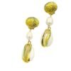 Stylish beachwear jewelry featuring a delicate multiple  shell, natural pearl, and coral charm