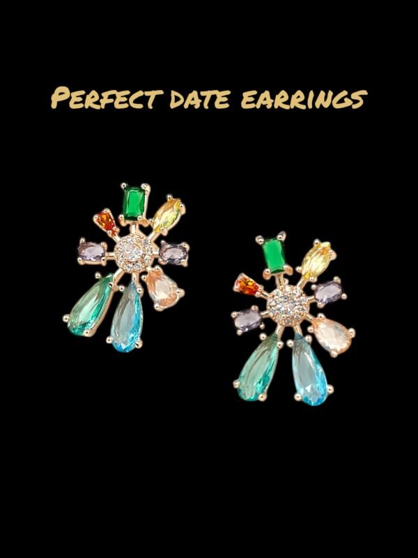 Star-shaped stud earrings adorned with multi-colour diamonds – a dazzling, hypoallergenic choice for your next evening out