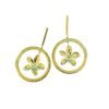 Golden hooped dangler earrings with a delicate flower centerpiece – crafted from hypoallergenic stainless steel for comfort and style