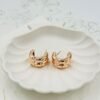 Stylish Chunky Crystal-Studded Hoop Earrings – Rose Gold Finish