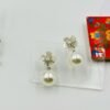 Elegant silver color drop earrings with a lustrous pearl finish