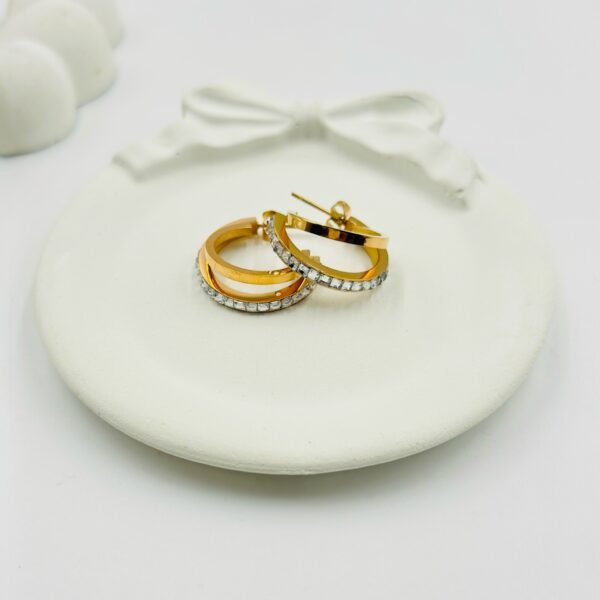 Glamorous Half Hoop Earrings featuring a striking square diamonds