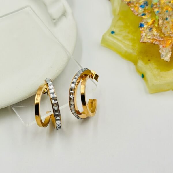 Glamorous Half Hoop Earrings featuring a striking square diamonds