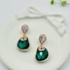 Contemporary-shaped earrings featuring colorful accents and diamonds