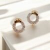 Crystal Halo Circle Earrings – Rose Gold Stainless Steel
