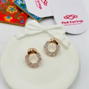 Crystal Halo Circle Earrings – Rose Gold Stainless Steel