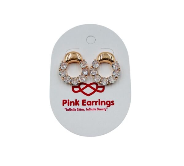Crystal Halo Circle Earrings – Rose Gold Stainless Steel