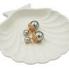Elegant Dual Grey Pearl Stud Earrings – Rose Gold Finish