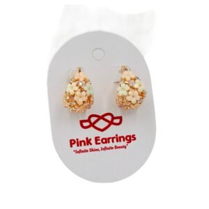 Romantic flower basket hoops featuring soft nude floral accents