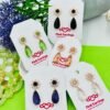 Crystal Bloom Drop Earrings – Multiple Stone (Purple/Black/White/Green/Peach Pink)