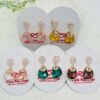 Elegant Crystal Spiral Teardrop Earrings – Stainless Steel Dangles (Pink, Yellow, White, Green, Brown)
