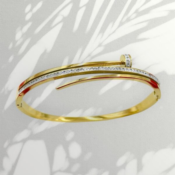 Golden Curve Nail – Stainless Steel Bracelet (Size up to 2-6)