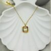 Rainbow Spark Square Pendant Necklace – Gold Stainless Steel Chain (Adjustable 16–18 Inches)