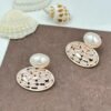Lustrous Oval drop earrings featuring dazzling Crystal Mesh and a radiant pearl (Rose Gold/Silver)