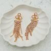 Pearl Glam Long-chain Tassel Dangler Earrings – Rose Gold Finish with small crystals