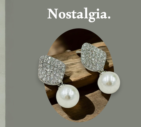 Diamond Shine Pearl Drop Earrings – Silver Tone