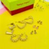 Elegant 6-Pair Gold Tone Hoop & Stud Earrings Combo Set for Women & Girls