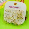 Gold-Tone Half Hoop & Pearl Earring Set – 9 Pairs Combo Pack